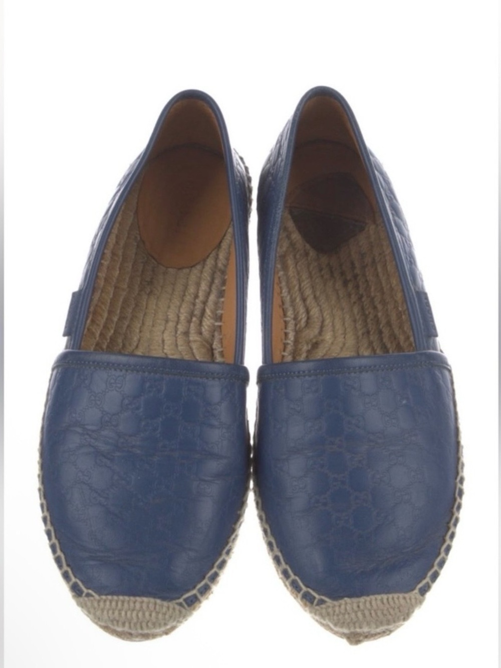 Gucci women Navy Blue Leather Espadrille Slip-Ons size 6